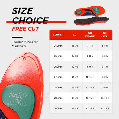 Aningboy Arch Support Insole Poron Shock Absorption Flat Feet Shoe Pad Heel Pain Relief Size 35-48