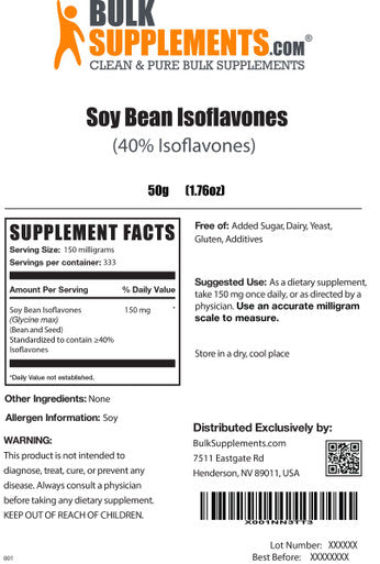 BulkSupplements.com Soy Isoflavone Powder - Estrogen Supplement for Women - Soy Supplement (50 Grams)