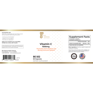 Vitamin C 1000 mg 60 caps by Bio Essence Health Science