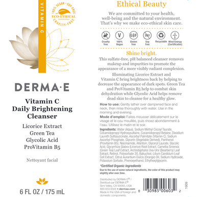 Vitamin C Brightening Cleanser 6 fl oz by Derma E Natural Bodycare