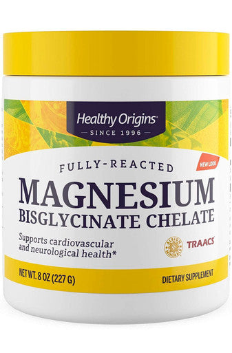 Healthy Origins Magnesium Bisglycinate Chelate - Fully Reacted - 8 oz - Gluten Free-Dairy Free-Yeast Free-Wheat Free-