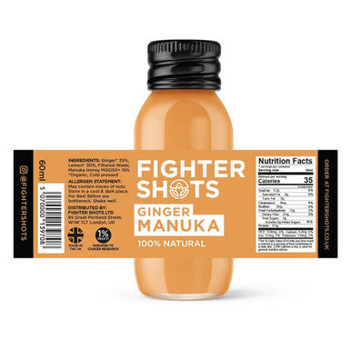 Fighter Shots Ginger Manuka Honey 12x60ml CASE