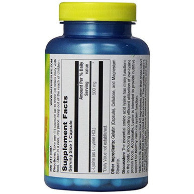 Natures Life - L-Lysine Capsule (Btl-Plastic) 500mg 100ct
