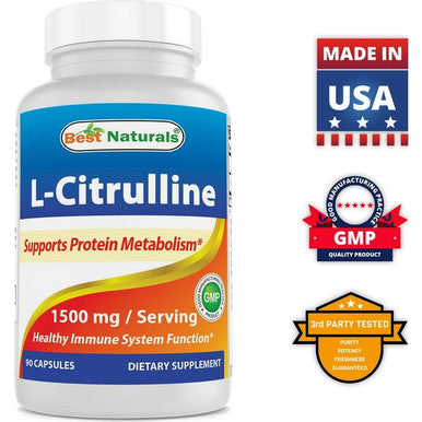 Best Naturals L-Citrulline Capsules - 1500mg/Serving - Non-GMO - Gluten - 90 Capsules (90 Count (Pack of 1))