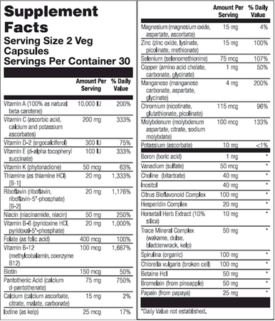 Pioneer 1+1 Vitamin Mineral Iron-Free60 vegcaps