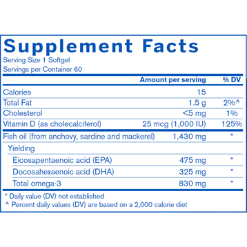 Finest Pure Fish Oil Ultra D 60 Softgels By Pharmax