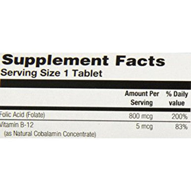 Folic Acid 100 tabs by Nature's Life