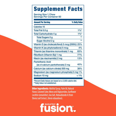Bariatric Fusion Caramel Calcium Citrate Energy Soft Chews 60 count