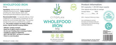 Cytoplan Wholefood Iron 5Mg 60'S