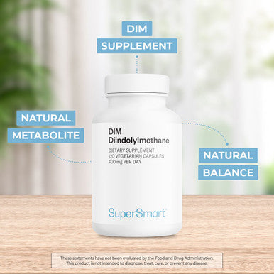 Supersmart DIM DiIndolylMethane 400 mg Per Day Hormonal Support for Men Women Protect Against Aging Cells Estrogen Balance NonGMO Gluten Free 120 Vegetarian Capsules