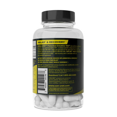 CON-CRET+ MUSCLE RECOVERY, Patented Creatine HCl & Alpha-GEE, Supports relief from Activity-Induced Pain and Inflammation, 90 Capsules