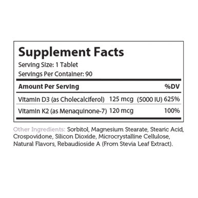 Zahler's Vitamin D3 & K2 General Health 90 Tablets