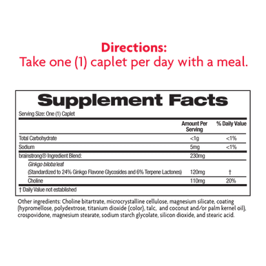 BrainStrong Memory Support Dietary Supplement, Made with Ginkgo Biloba, 30 Ct