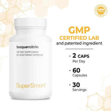 Supersmart IsoQuercitrin 200 mg Per Day Bioflavonoid Supplement Antioxidant Contains Quercetin Rutin Cardio Protective Effects NonGMO Gluten Free 60 Vegetarian Capsules