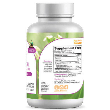 Flax Seed Oil 1000 mg 90 softgels by Advanced Nutrition by Zahler