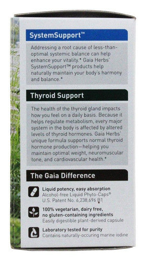 Gaia Herbs Thyroid Support Liquid Phyto Capsules, 60 Vegetarian Capsules