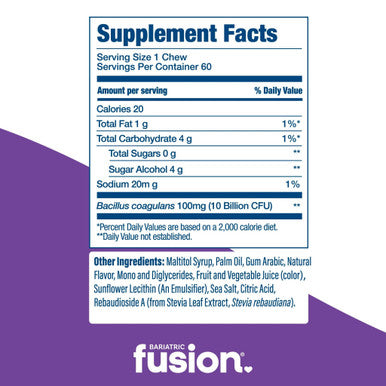 Bariatric Fusion Grape Probiotic Soft Chew 60 Soft Chews Grape 60 Chews