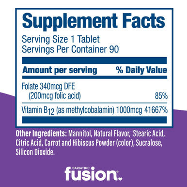 Bariatric Fusion Grape Vitamin B12 Quick Melt 90 Tablets Grape