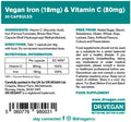 Dr Vegan Gentle Iron & Vitamin C 30 capsules Shelf Box of 5