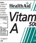 Health Aid Vitamin A 5000iu 100's