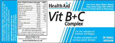 Health Aid Vit B+C Complex 30's