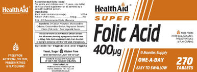 Health Aid Super Folic Acid 400ug 270's