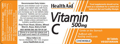 Health Aid Vitamin C 500mg Chewable Orange Flavour