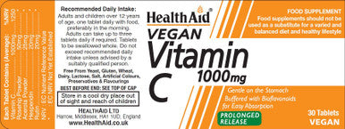 Health Aid Vegan Vitamin C 1000mg Prolonged Release