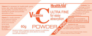 Health Aid Vitamin C 100% Pure Ultrafine 60g