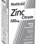 Health Aid Zinc Citrate 100mg 100's