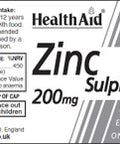 Health Aid Zinc Sulphate 200mg 90's