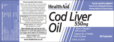 Health Aid Cod Liver Oil 550mg