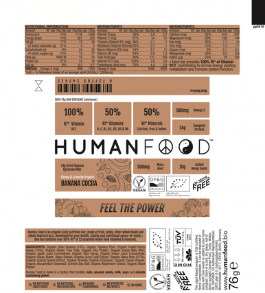 Human Food Banana Cocoa Bar