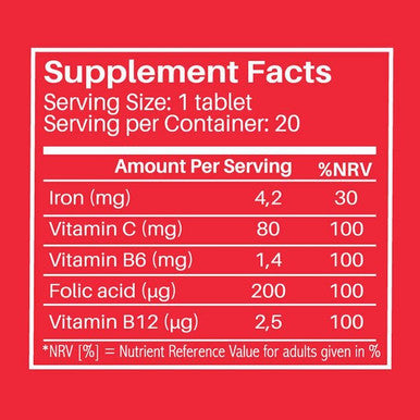 Sunshine Nutrition Iron Blood Orange Flavor Effervescent Tablets 20's