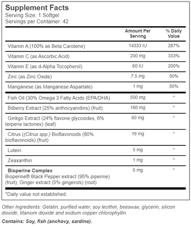 Irwin Naturals Vision Sharp, Multi-Nutrient Eye Health, 42 Liquid Soft-Gels