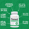 Nutracraft Paracel Intestinal Guard | Intestinal Cleanse for Humans | Wormwood, Black Walnut, Clove, PAU D Arco, Echinacea, Goldenseal | 60 Non-GMO Capsules