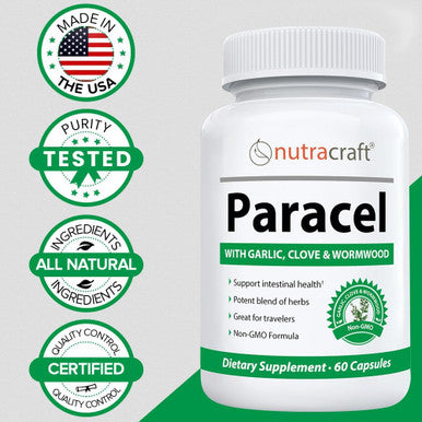 Nutracraft Paracel Intestinal Guard | Intestinal Cleanse for Humans | Wormwood, Black Walnut, Clove, PAU D Arco, Echinacea, Goldenseal | 60 Non-GMO Capsules