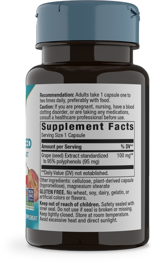 Nature's Way Premium Extract Standardized Grape Seed 95% Polyphenols, 100 mg per serving, 60 Capsules
