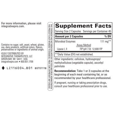 Lipase Concentrate Hp 90 Count Integrative Therapeutics