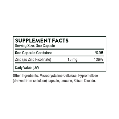 Thorne Zinc Picolinate 15 mg 60 Capsules