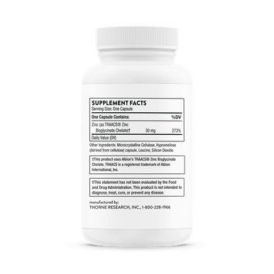 Thorne Zinc Bisglycinate 30 mg 60 Capsules