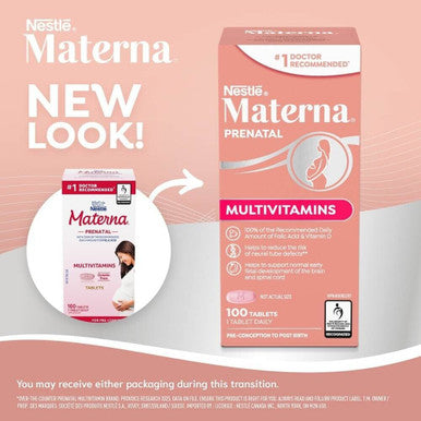 NESTLe Materna Prenatal Multivitamin Supplement Folic Acid 100 Tablets