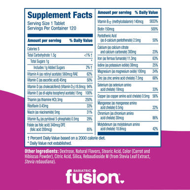 Bariatric Fusion Mixed Berry Complete Chewable Multivitamin 120 Tablets