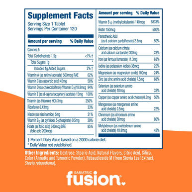 Bariatric Fusion Orange Cream Complete Chewable Multivitamin 120 Tablets