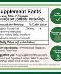 Double Wood Turkey Tail Mushroom Supplement 120 Capsules - 2 Month Supply