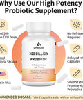 300 Billion CFU Probiotics - Probiotics for Women and Men, 12 Probiotic Strains Plus Prebiotic, for Immune & Digestive, Gut Health, Gas Bloating, Shelf Stable - 60 Capsules