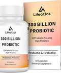 300 Billion CFU Probiotics - Probiotics for Women and Men, 12 Probiotic Strains Plus Prebiotic, for Immune & Digestive, Gut Health, Gas Bloating, Shelf Stable - 60 Capsules