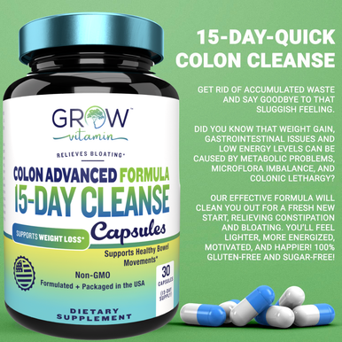 FAST ACTING Colon 15 Day Quick Cleanse - Supports Detox & Increased Energy