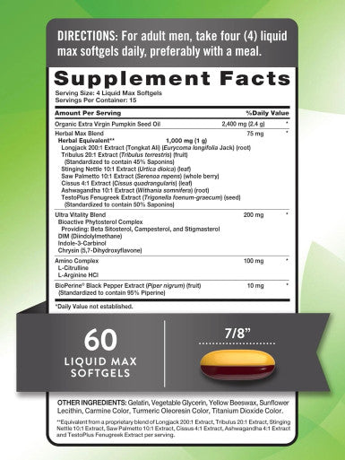 Nature's Truth Testosterone Power 60 Liquid Max Softgels