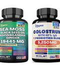 Zoyava Vitality Fusion Duo: Highly Potent Bovine Colostrum Capsules 5250Mg & Sea Moss 16-In-1 Magic Moss Super Blend Capsules 19,445Mg